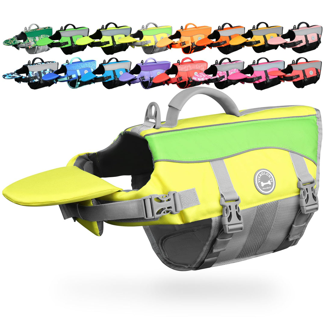 VIVAGLORY Front Float Schwimmweste Hund, Hundeschwimmweste für Bootfahren, Schwimmweste with Kopfstü