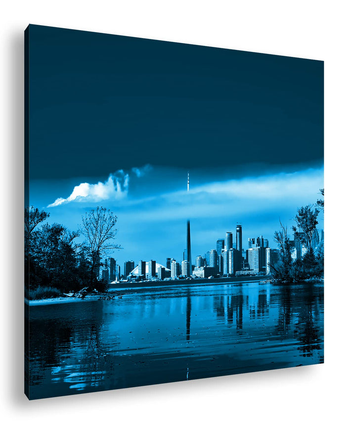 deyoli Küste von Toronto Kanada Format: 60x60 Effekt: Monocrome Blau als Leinwand, Motiv fertig gera