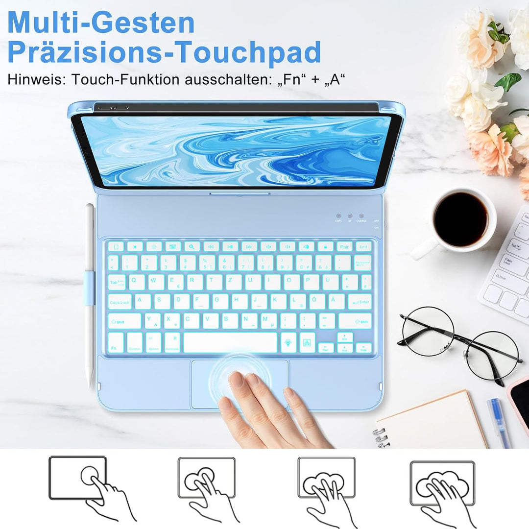 aMZCaSE für iPad 10. Generation 2022/A16 11.Generation 2025 (10,9/11 Zoll) Hülle mit Tastaturhülle,T