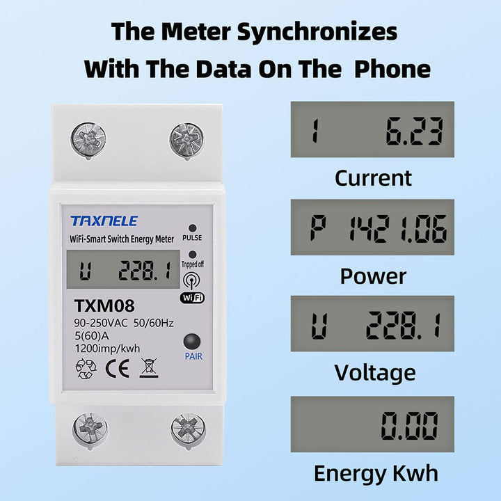 Einphasiger digitaler Energiez?hler WiFi Wireless AC 90-250V 110V 230V 60A Amperemeter Voltmeter Mul