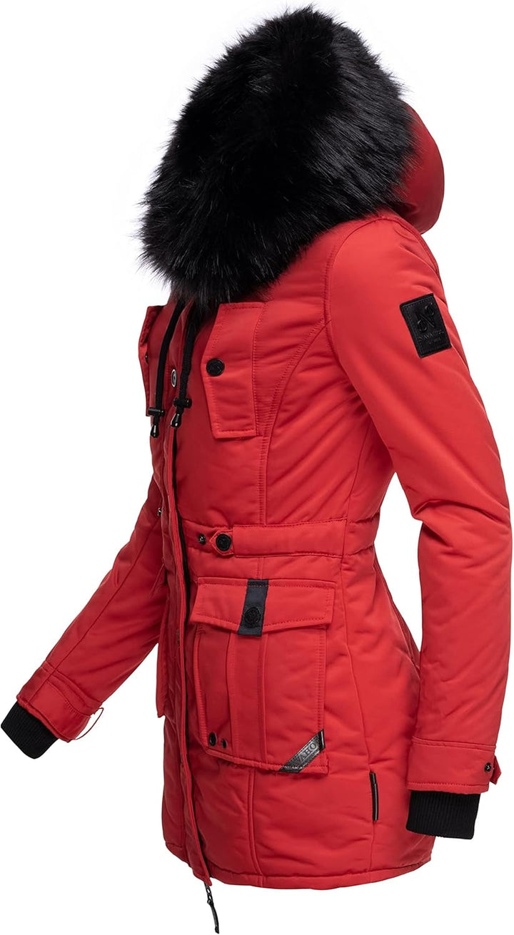 Navahoo Damen warmer Winterparka mit Kapuze Luluna Prc XS-XXL XS Rot, XS Rot