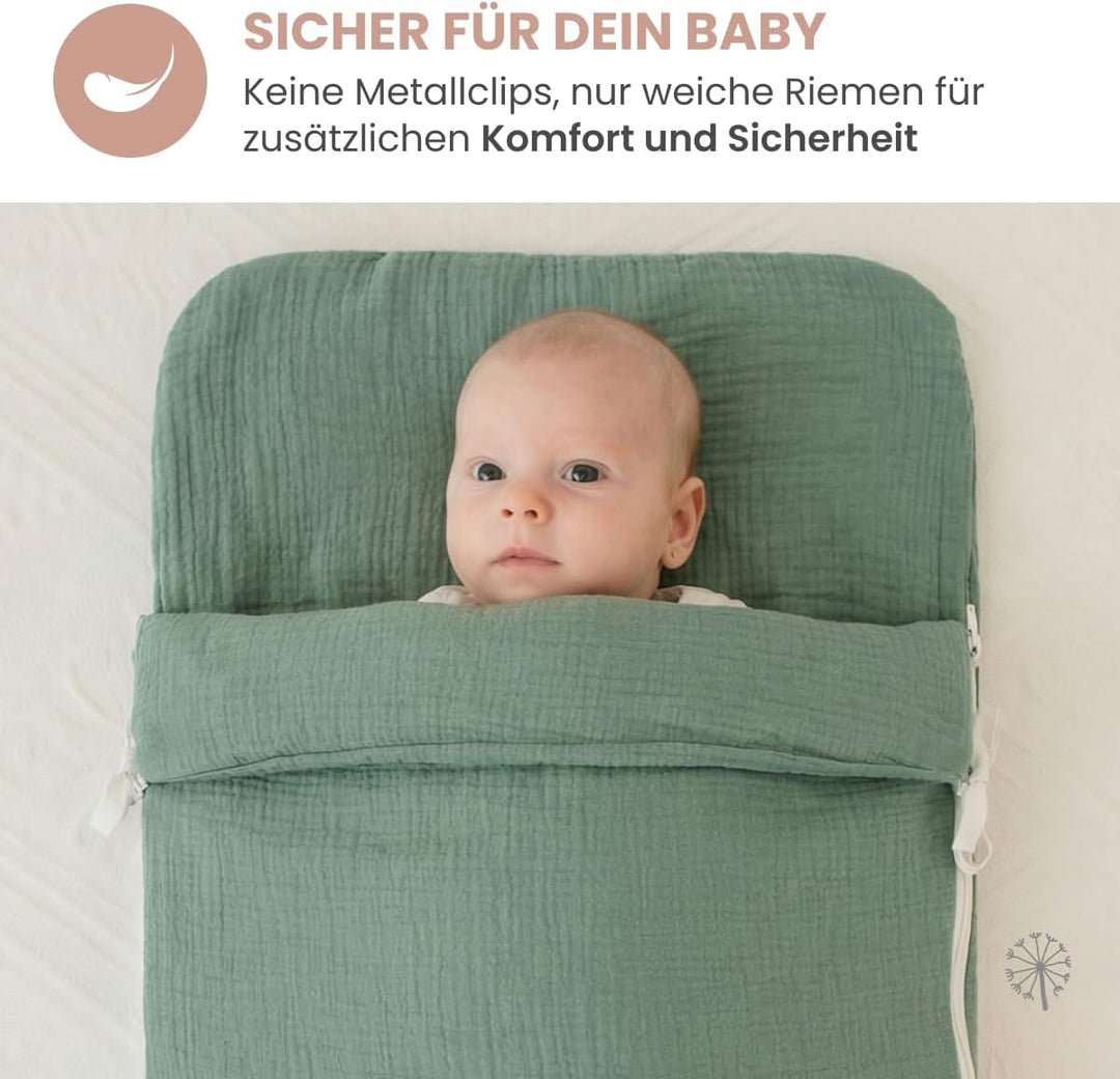 MIMUSELINA Fusssack Babyschale | Ganzjährige Einschlagdecke Winter/Sommer mit Herausnehmbarem Futter