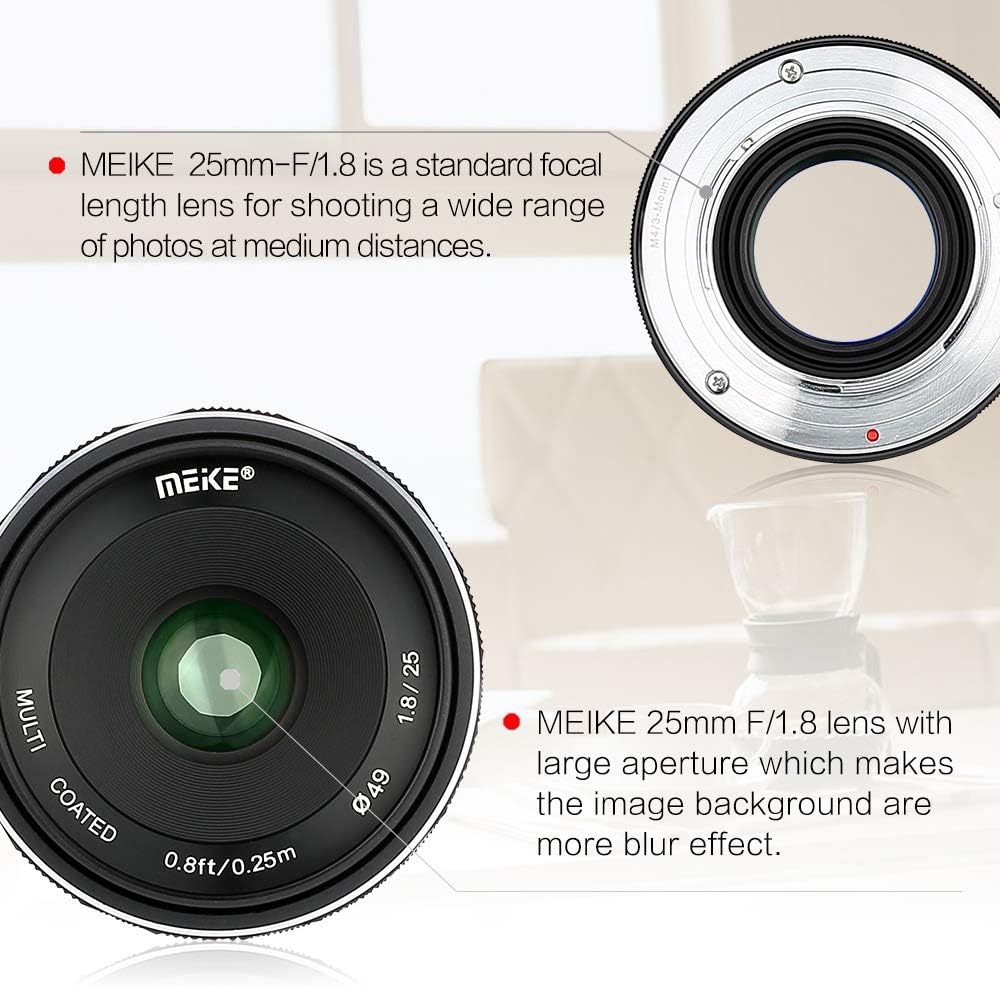 Meike 25mm f / 1.8 Large Aperture Weitwinkel Objektiv Manuelles Fokus Objektiv für Sony E-Mount Mirr