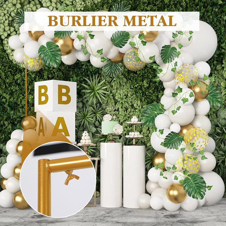 Hochzeitsbogen Hintergrundständer, Goldener Metallrahmen Quadratisch Ballonbogen Gestell Blumenrahme