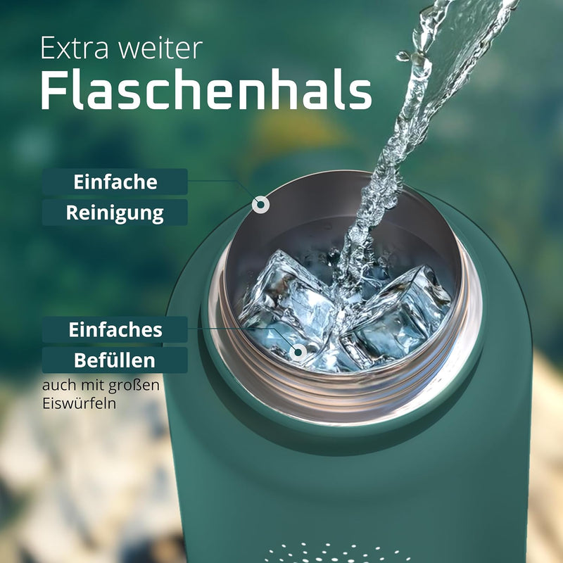 Trinkflasche Edelstahl ACTIVE FLASK + Strohhalm (3 Deckel) BPA-frei, Auslaufsicher, Kohlensäure geei