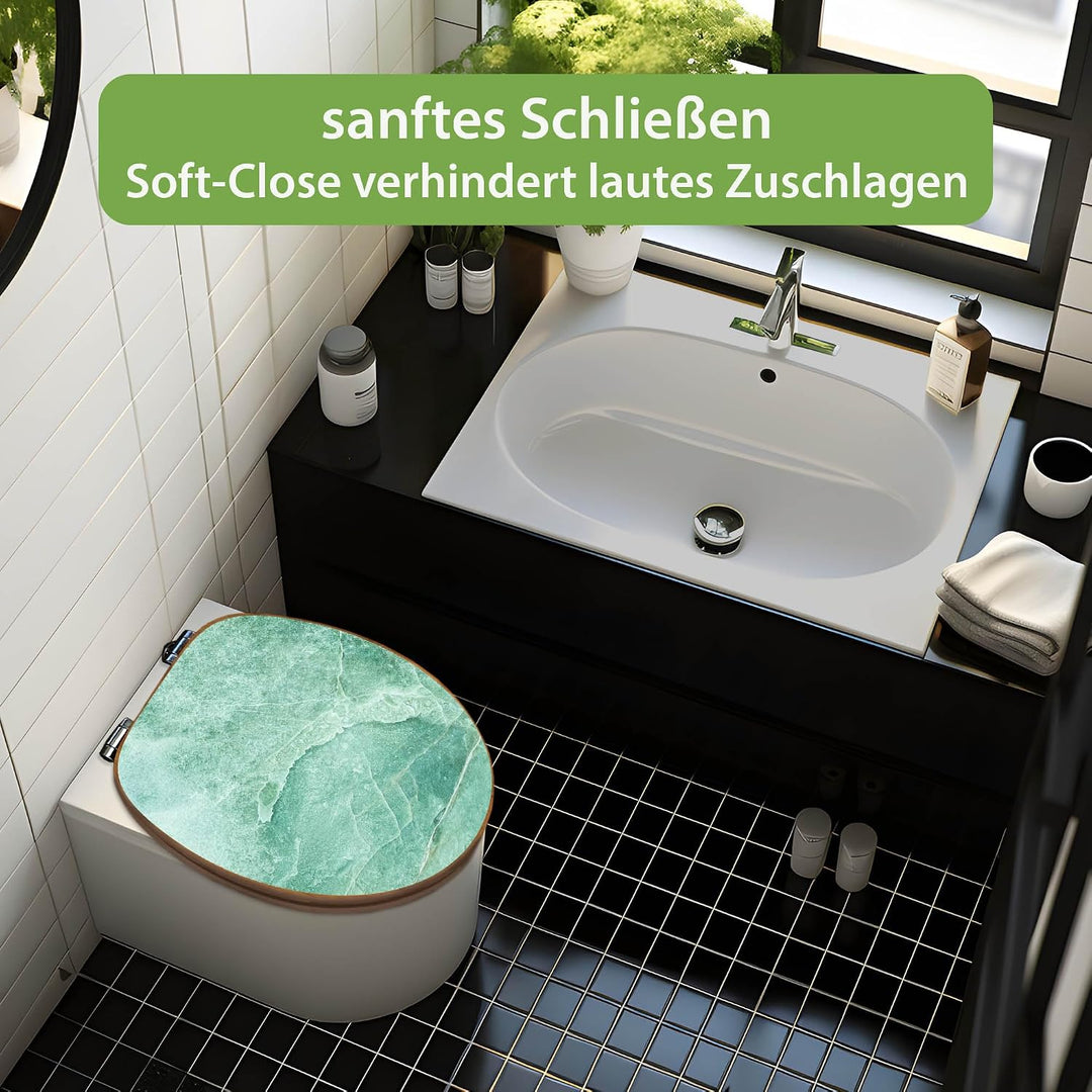 banjado Design WC Sitz Bambus Absenkautomatik 45,8x37,5cm - Toilettendeckel mit Absenkautomatik Holz