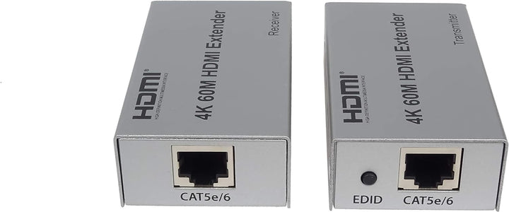 PremiumCord 4K HDMI Extender bis zu 60m über Patchkabel Cat5e / Cat6, LAN Kabel, Metallgehäuse, Komp