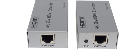 PremiumCord 4K HDMI Extender bis zu 60m über Patchkabel Cat5e / Cat6, LAN Kabel, Metallgehäuse, Komp