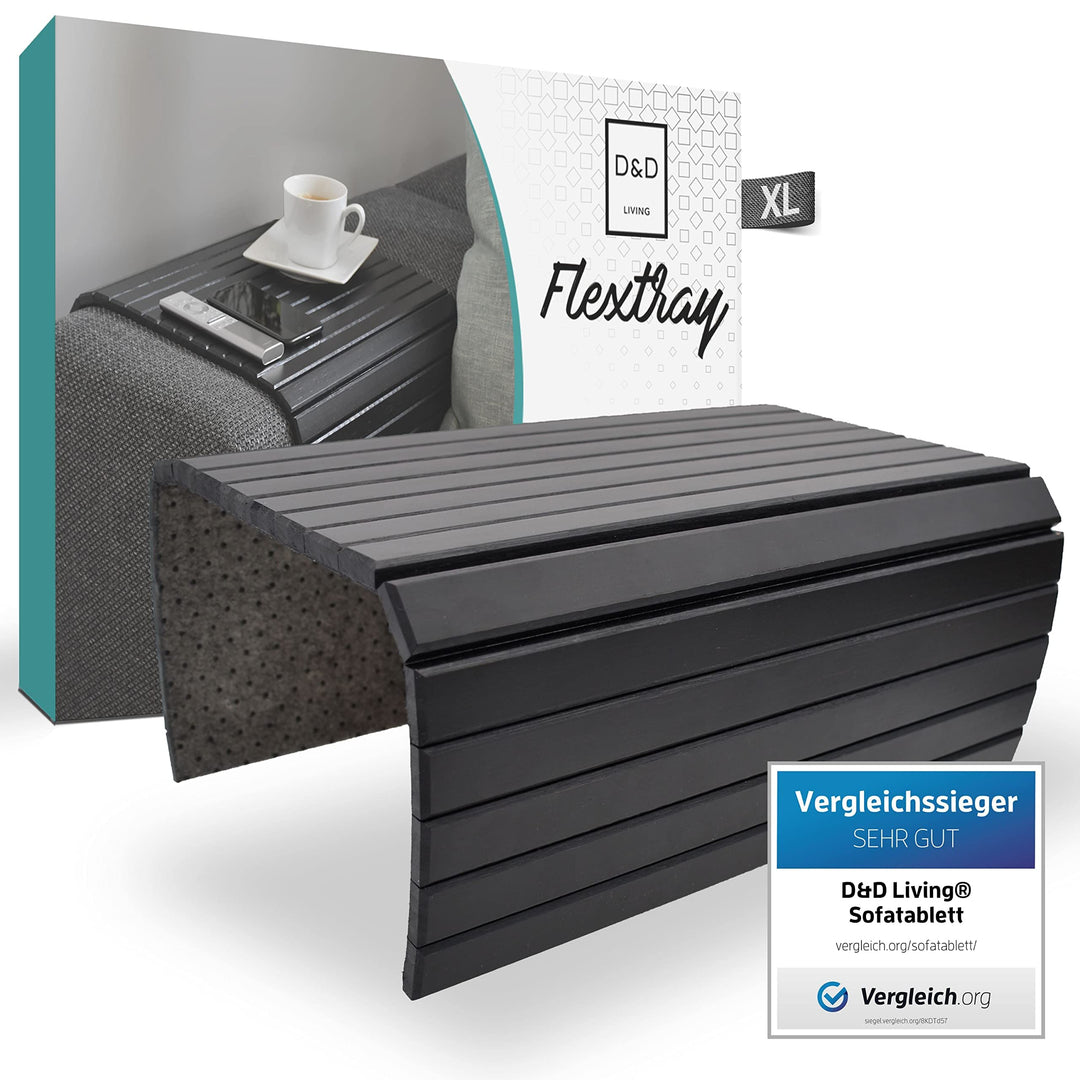 D&D Living® Sofatablett - Couch Ablage flexibel für Armlehne aus natürlichem Holz | Tablett für Sofa