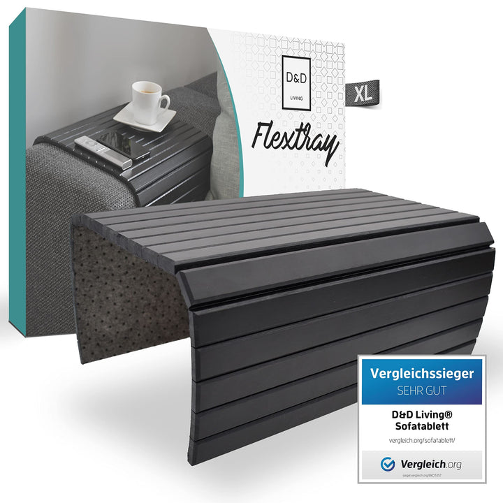 D&D Living® Sofatablett - Couch Ablage flexibel für Armlehne aus natürlichem Holz | Tablett für Sofa