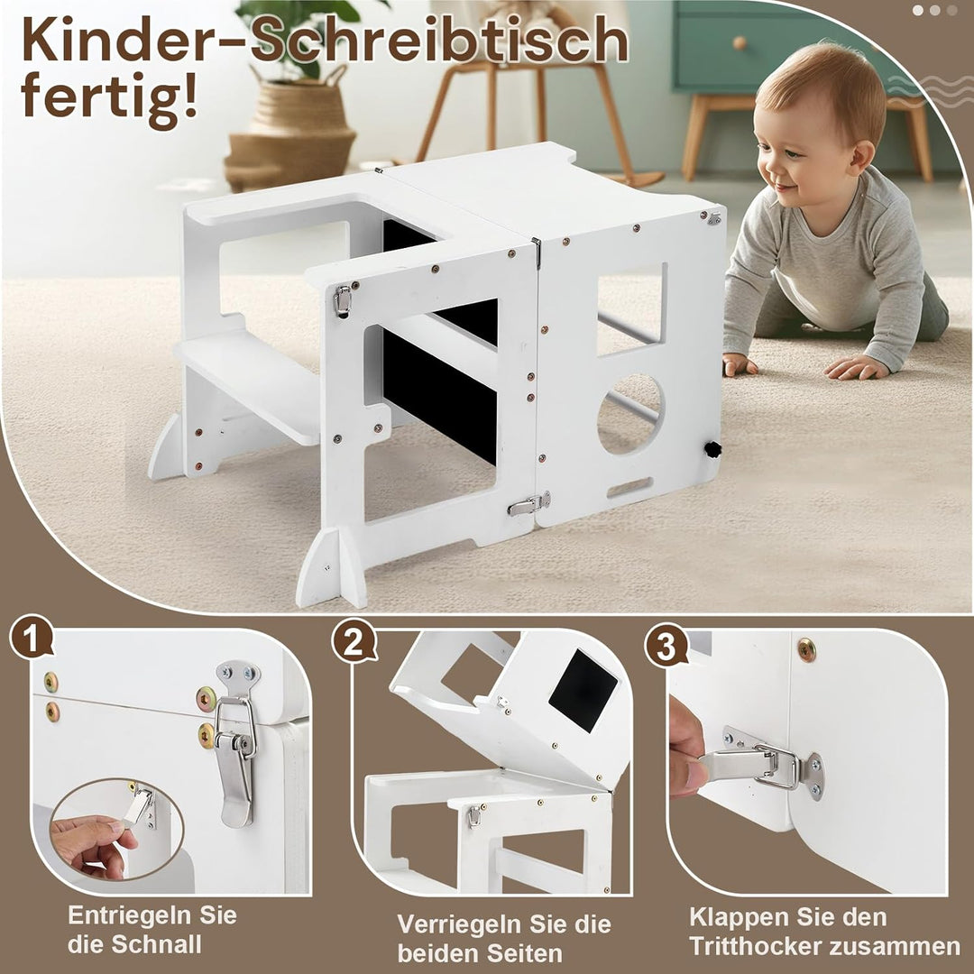 LEADZM Lernturm ab 1 Jahr，Lernturm Klappbar，Montessori Spielzeug ab 1 Jahr，Learning Tower，für Küche