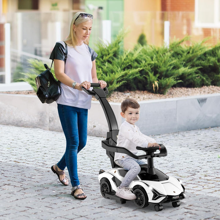 COSTWAY 3-in-1 Lamborghini Rutschauto, Schiebauto mit Scheinwerfern & Musik & Stauraum, Rutschfahrze