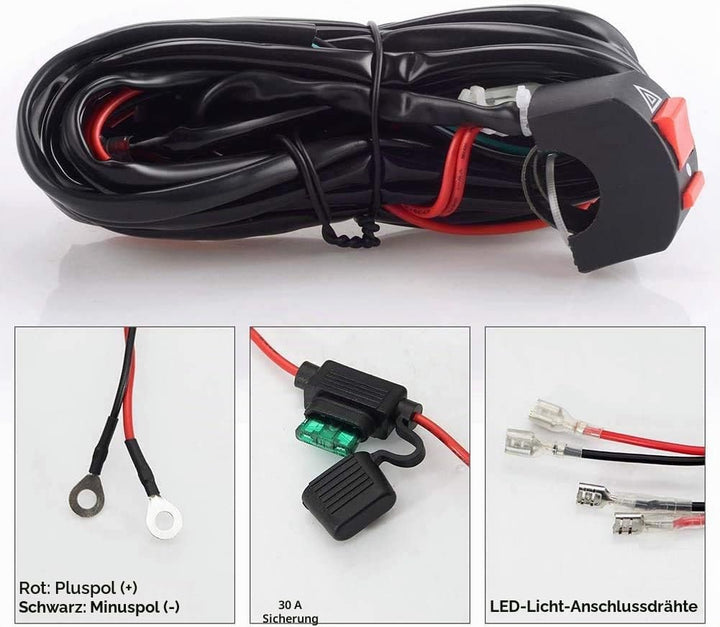 WinPower Relais-Kit für Kabelbaum Schalter mit 2 Lampen Anschlüssen für Motorrad Lichter fahren/Zusä
