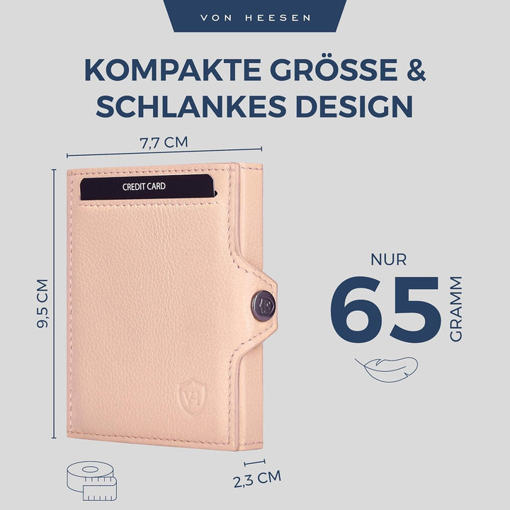 VON HEESEN Slim Wallet mit XL Münzfach Rose Rose XL MÜNZFACH (Kartenslot), Rose XL MÜNZFACH (Kartens
