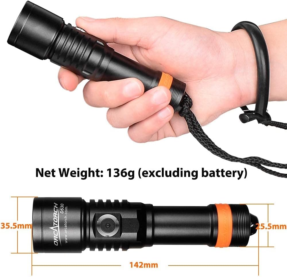 ORCATORCH D530 Scuba Dive Light, 395NM LED UV Licht Schwarzlicht mit 8 Grad schmalem Abstrahlwinkel,