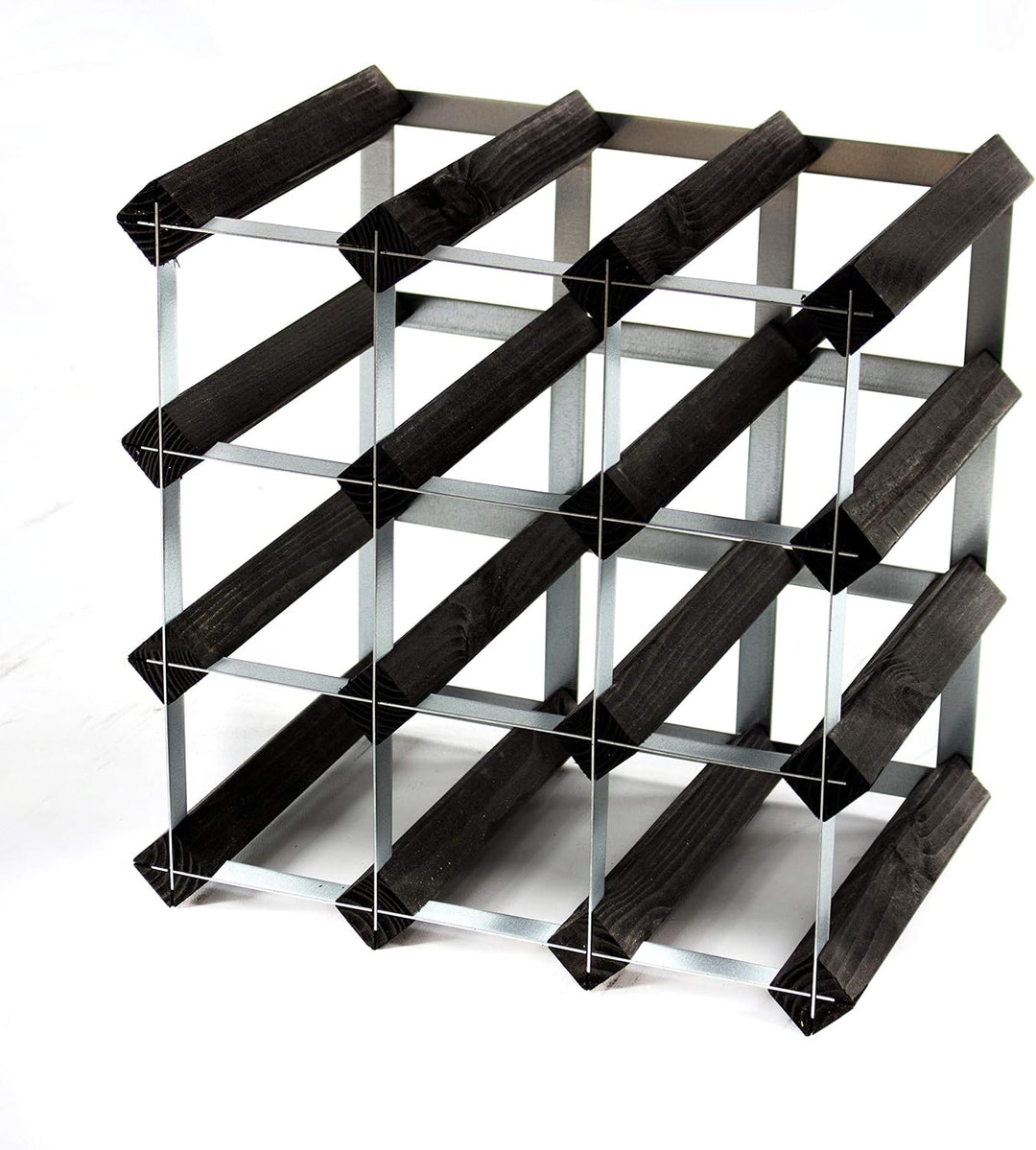 Cranville wine racks Klassische 12 Flaschen schwarz gebeiztem Holz und verzinktem Metall Weinregal f