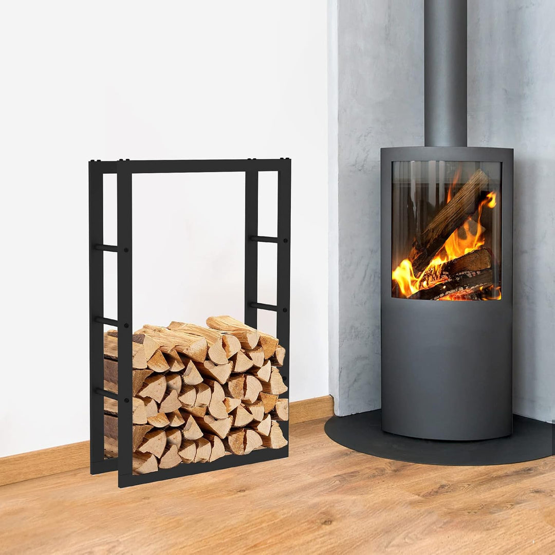 Kaminholzregal aussen und innen, bis 150 kg Traglast, 100 x 25 x 60 cm, Brennholzständer aus pulverb