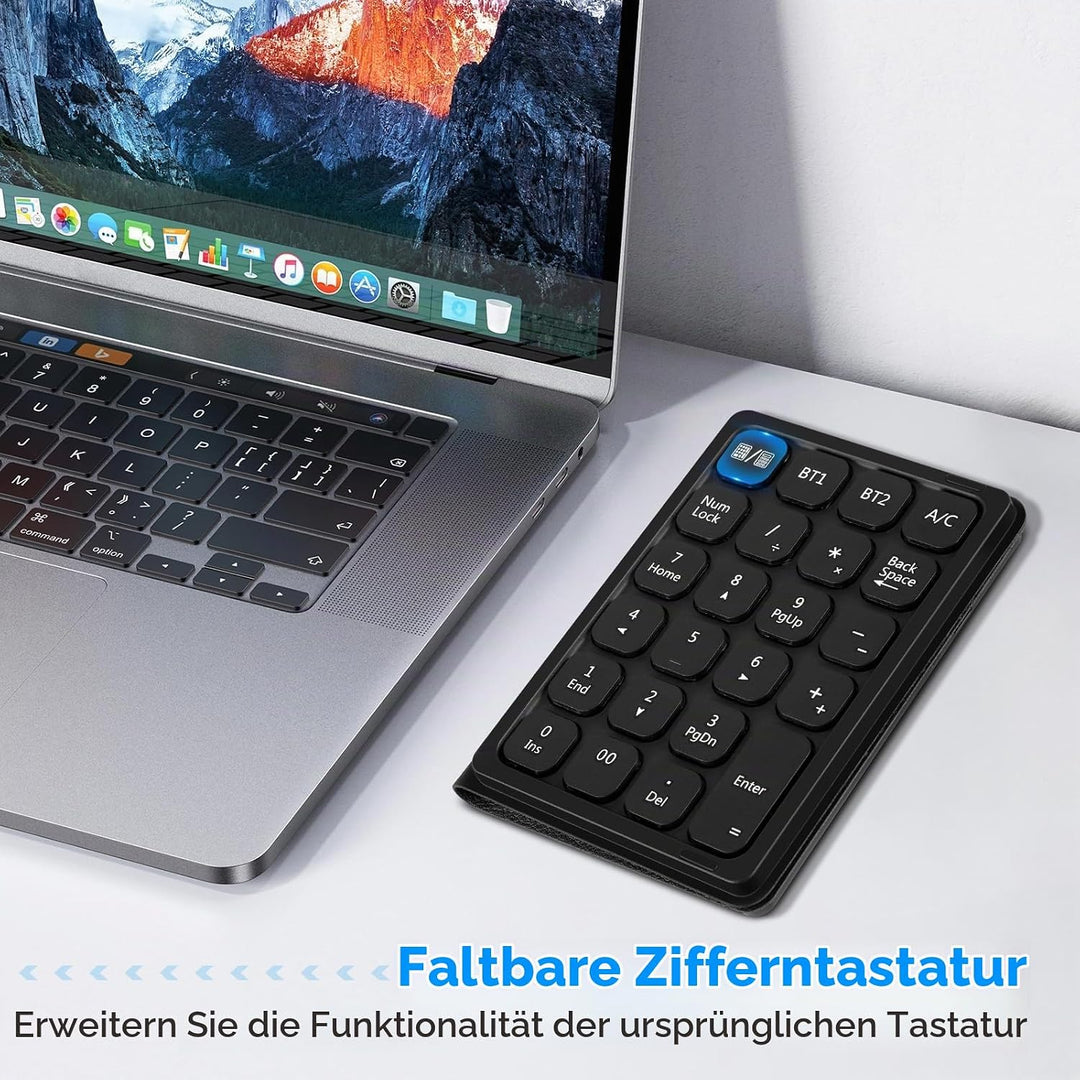 Bluetooth Numpad, Luckits Tragbar Ziffernblock kabellos mit Display &amp; Touchpad-Rechner 23 Tasten Fal