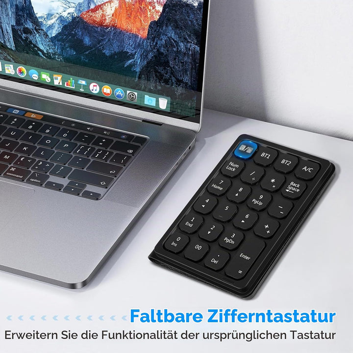 Bluetooth Numpad, Luckits Tragbar Ziffernblock kabellos mit Display &amp; Touchpad-Rechner 23 Tasten Fal