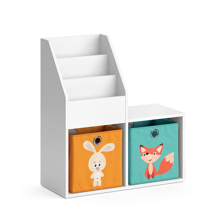 Vicco Kinderregal Luigi, Weiss, 72 x 79 cm Mini, mit 2 Faltboxen Opt.1 Weiss 72x79 mit Faltboxen Fuc