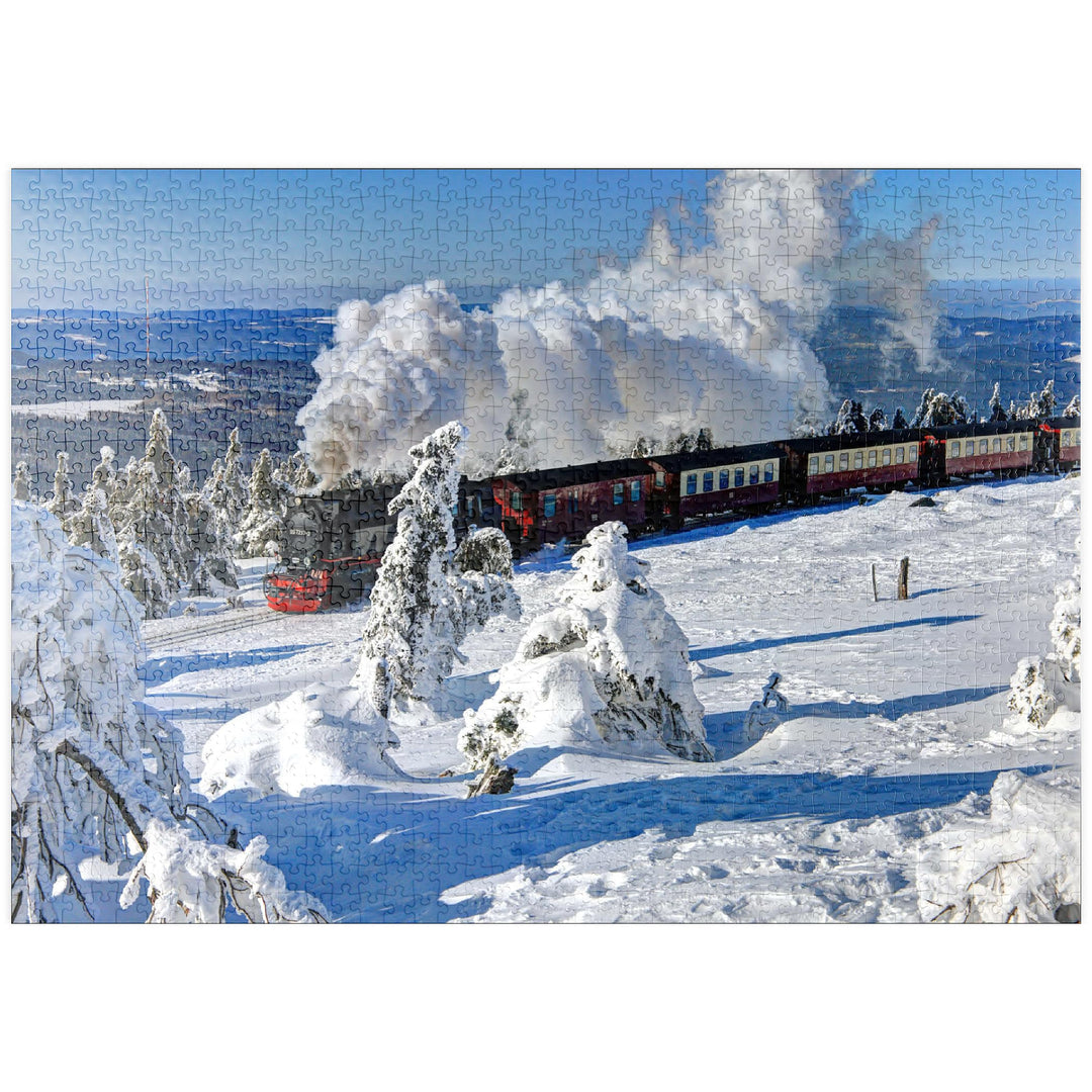 Brockenbahn auf der Fahrt zum Brocken (1142m), Harz - Premium 1000 Teile Puzzle - MyPuzzle Sonderkol