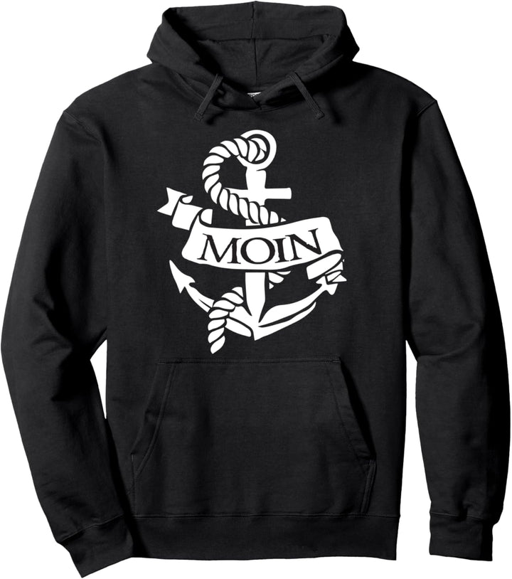Moin Segeltau Anker Löppt Möwe Norddeutsch Hafen Hamburg Pullover Hoodie