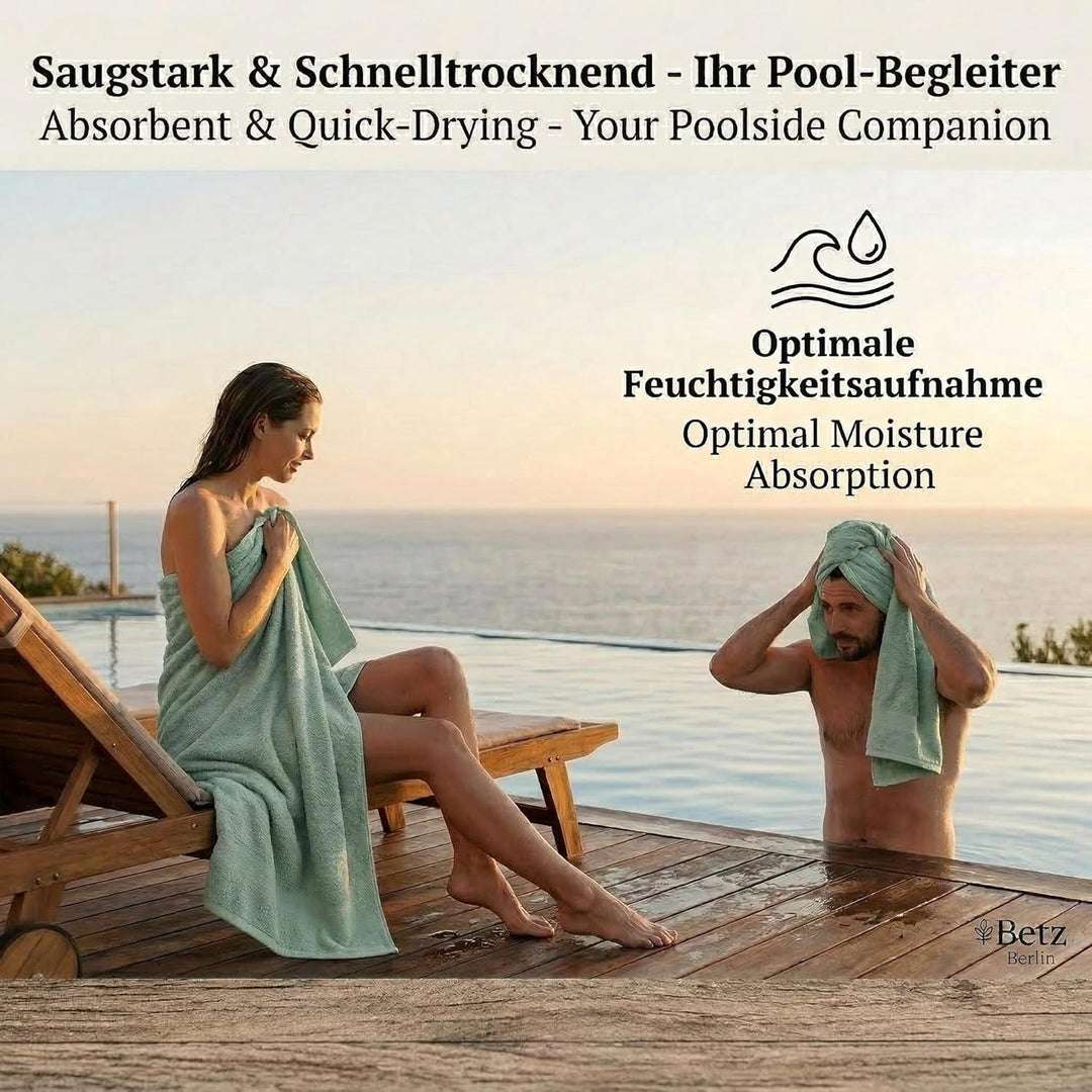 Betz Berlin 6er Set 2X Maxi Duschtuch 100 x 150 cm 4X Handtuch 50 x 100 cm 100% Baumwolle Farbe Jade