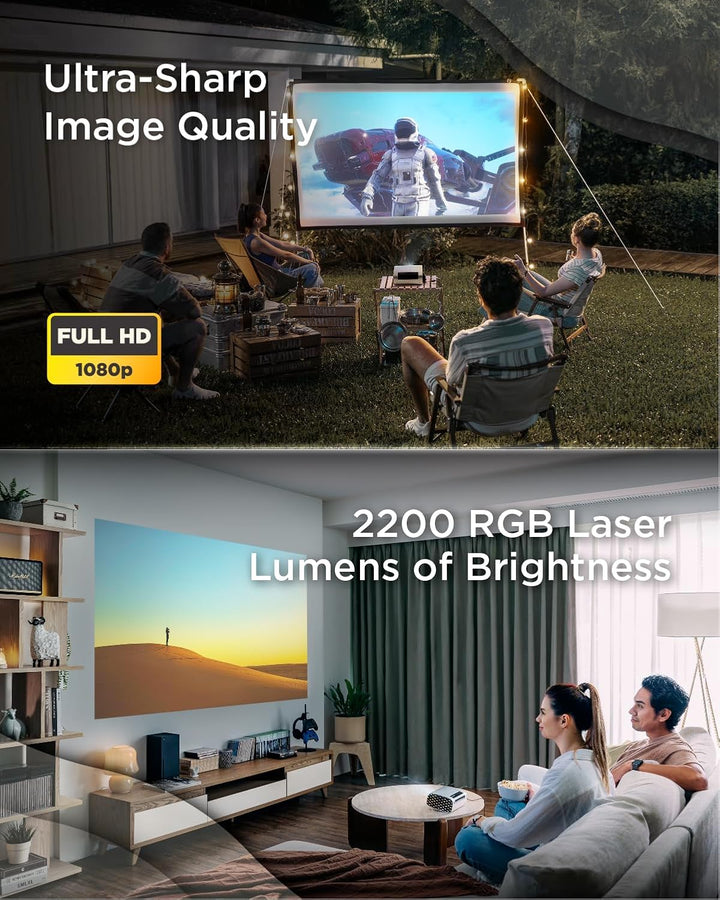 ViewSonic M10 Tragbarer RGB Laser Smart Projektor mit Harman Kardon Lautsprecher, Silber, M10