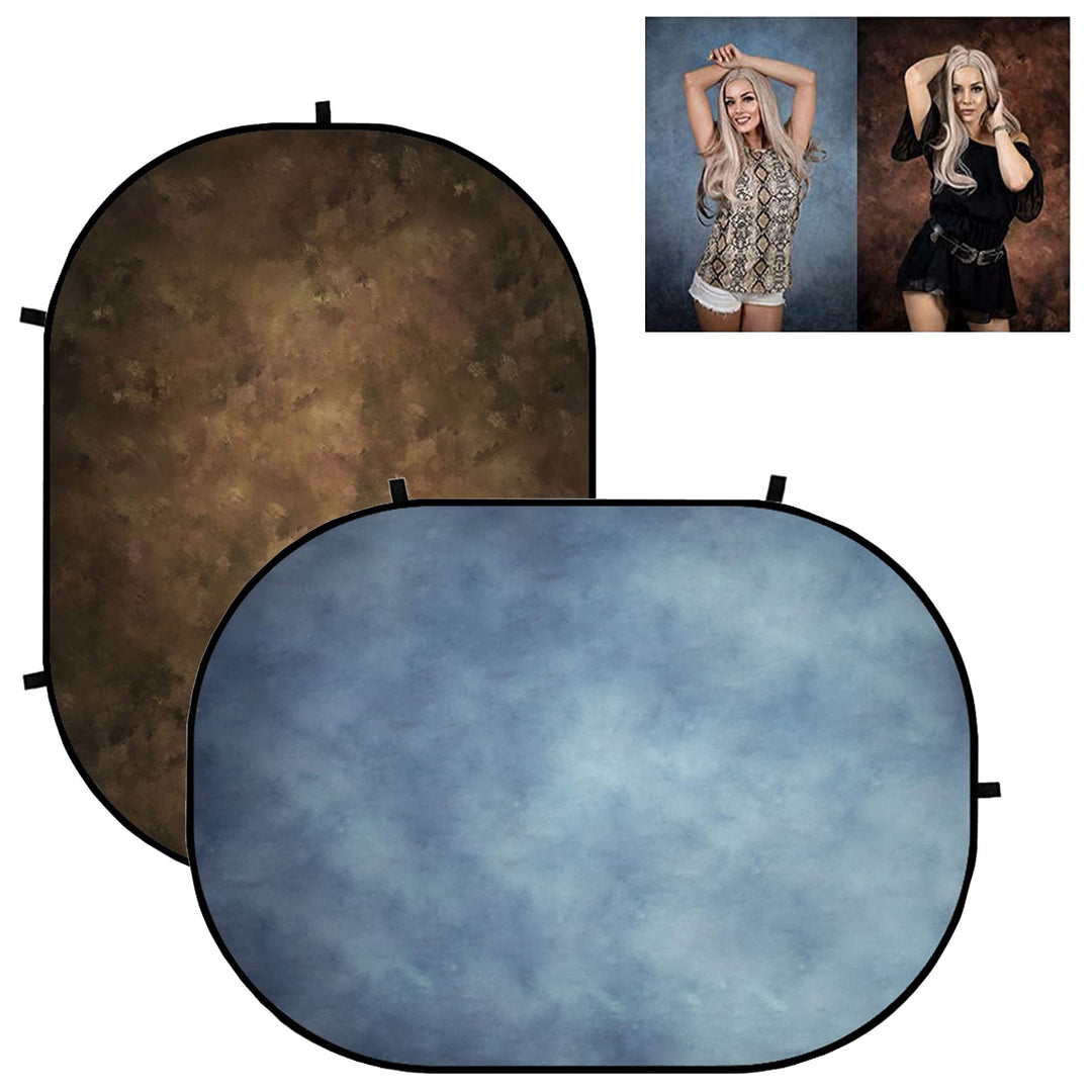 Kate Walimex Falthintergrund1,5x2m Faltbarer Hintergrund Hellblau/Dunkelbrauner Hintergrund 1.5x2m B