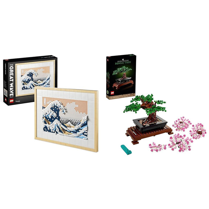 LEGO 31208 Art Hokusai – Grosse Welle & 10281 Icons Bonsai Baum, Kunstpflanzen-Set zum Basteln für E