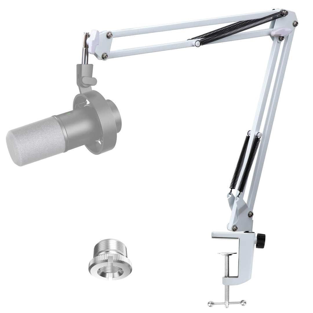 FIFINE K688 Mikrofonarm Weiss - Boom Arm Mikrofon Schwenkarmständer kompatibel mit FIFINE Recording