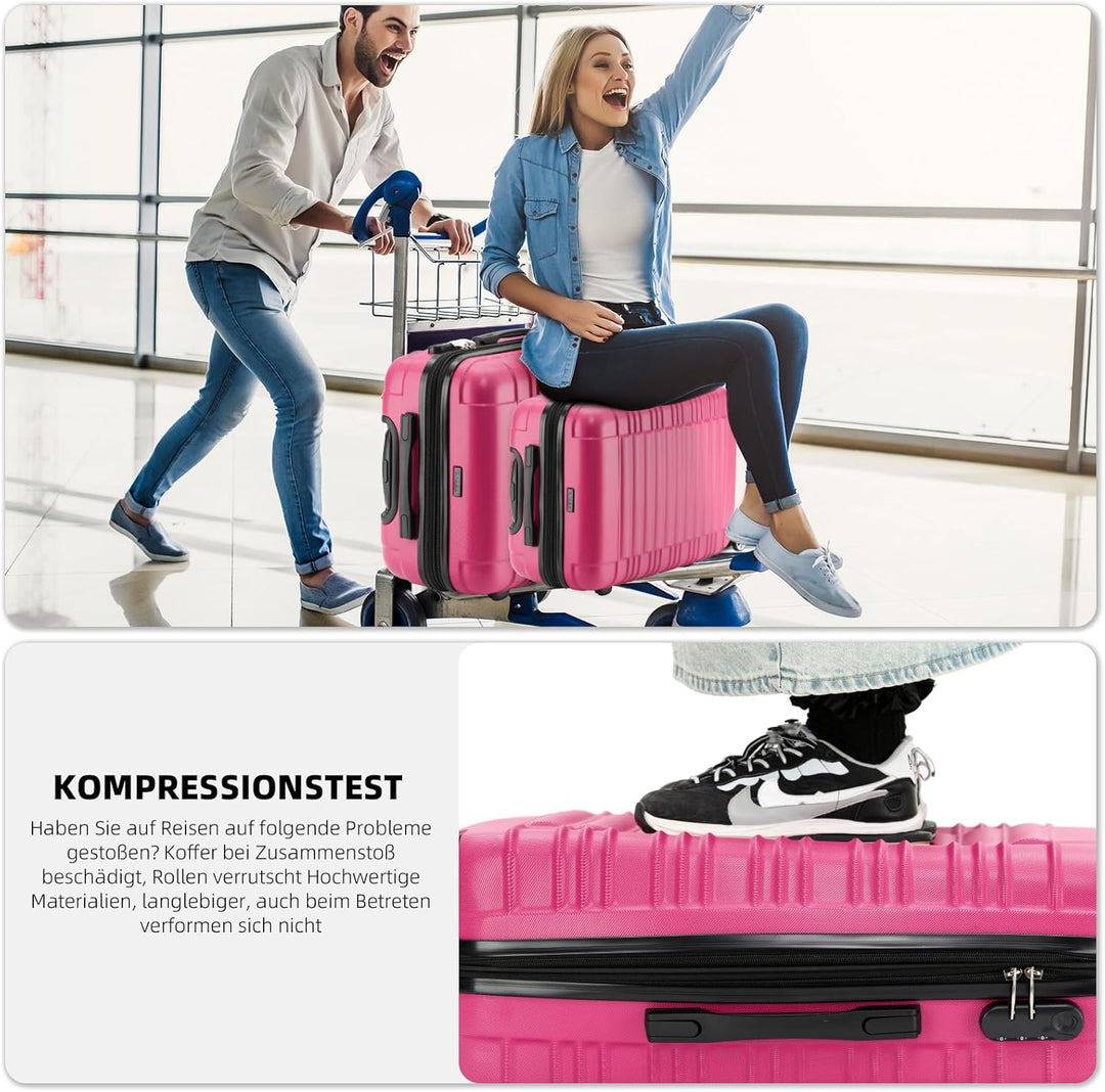 BEIBYE Reisekoffer 2088 Hartschalekoffer Gepäck Koffer Trolley Set, Kofferset in 14 Farben (Peach) P