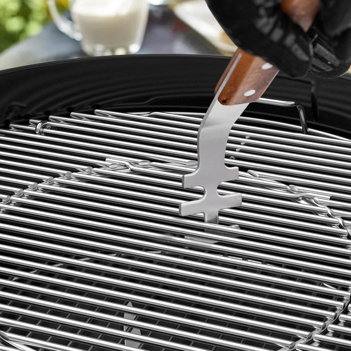 onlyfire Grillrostheber Edelstahl mit Holzgriff, Grillzubehör für Edelstahlroste und Grillrost Gusse