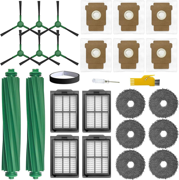Zubehör für iRobot Roomba Plus 505 Combo / 405 Combo Roboterstaubsauger 25er-Pack 2 Hauptbürsten, 4