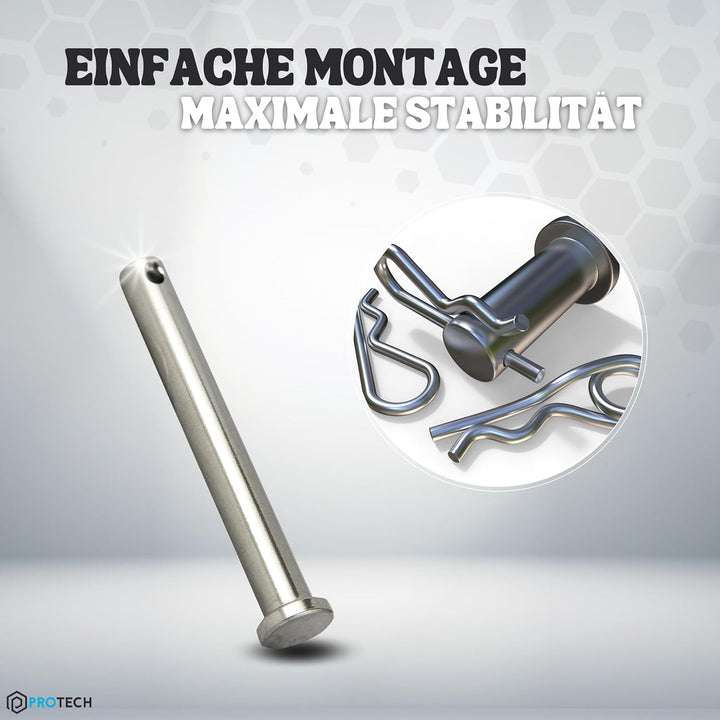 PROTECH 25 Stück Steckbolzen 6x24mm Edelstahl V4A rostfreier A4 Bolzen Splintbolzen Stecksplint Sich