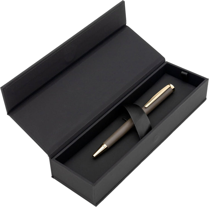 Hugo Boss Kugelschreiber Sophisticated Matte Taupe aus Messing hergestellt, Farbe: Pastellgrau, Abme