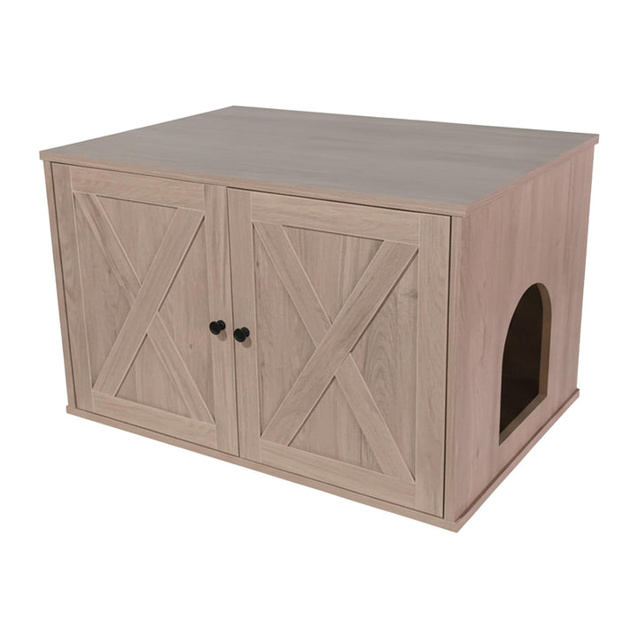 Relaxdays Katzenschrank für Katzentoilette, Separate Trennwand, Eingang, Katzenklo verstecken, HBT 5