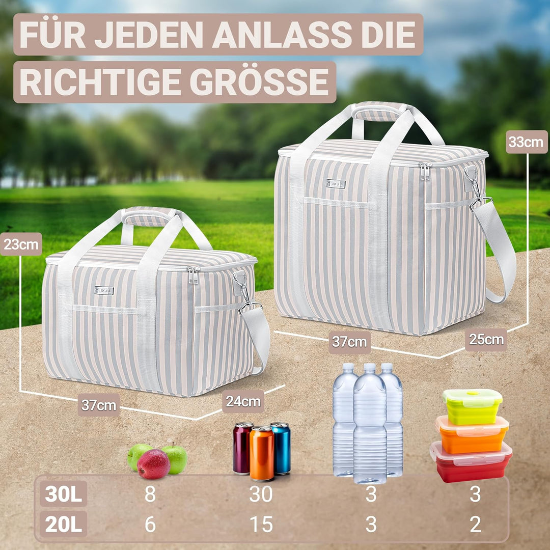 HOEL Kühltasche gross 20L &amp; 30L faltbar - Isolierte Thermotasche - Lunchtasche wasserdicht &amp; auslauf