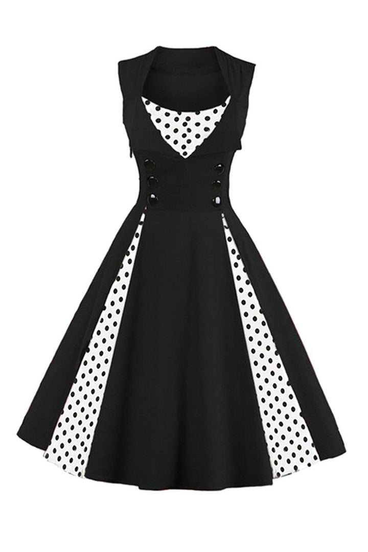 Axoe Damen 50er Jahre Kleider mit Gepunkte Rockabilly L Schwarz-polka Dots, L Schwarz-polka Dots