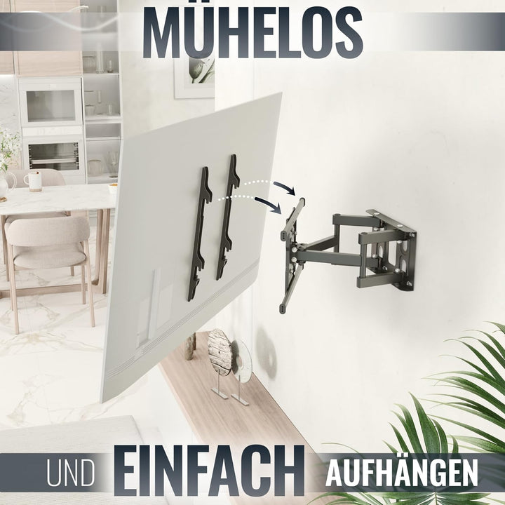RICOO TV Wandhalterung Fernseher Schwenkbar Neigbar für 32-65 Zoll, Universal TV Halterung S7244, Fe