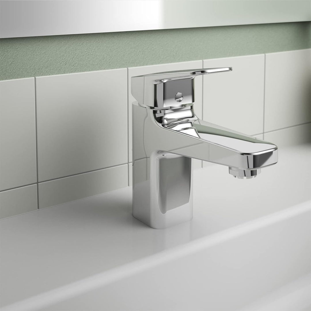 Ideal Standard BD217AA Ceraplan Waschtischarmatur Niederdruck mit Zugknopf-Ablaufgarnitur Auslaufhöh