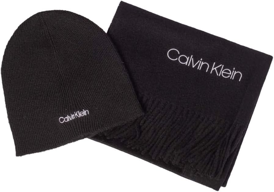 Calvin Klein Herren Basic Wool Scarf Beanie, Ck Black, One Size (2er Pack)