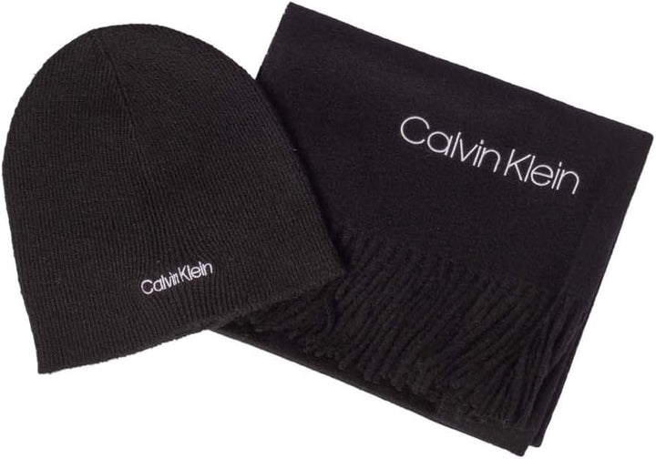 Calvin Klein Herren Basic Wool Scarf Beanie, Ck Black, One Size (2er Pack)