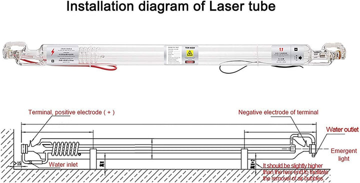 TEN-HIGH CO2 Glas Laserröhre Laser Tube 60W 1000 mm Dm. 50 mm für Laser Gravier- und Schneiden Masch