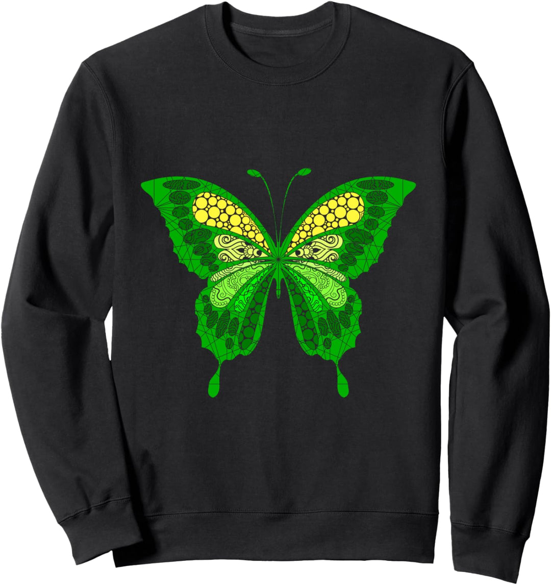 Grünes Schmetterling Mandala Tribal Yoga Chakra Sweatshirt