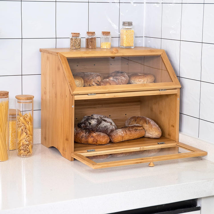 Leader Accessories Brotkasten Bambus Brotbehälter lebensmittelecht Brotaufbewahrung pflegeleicht 39x