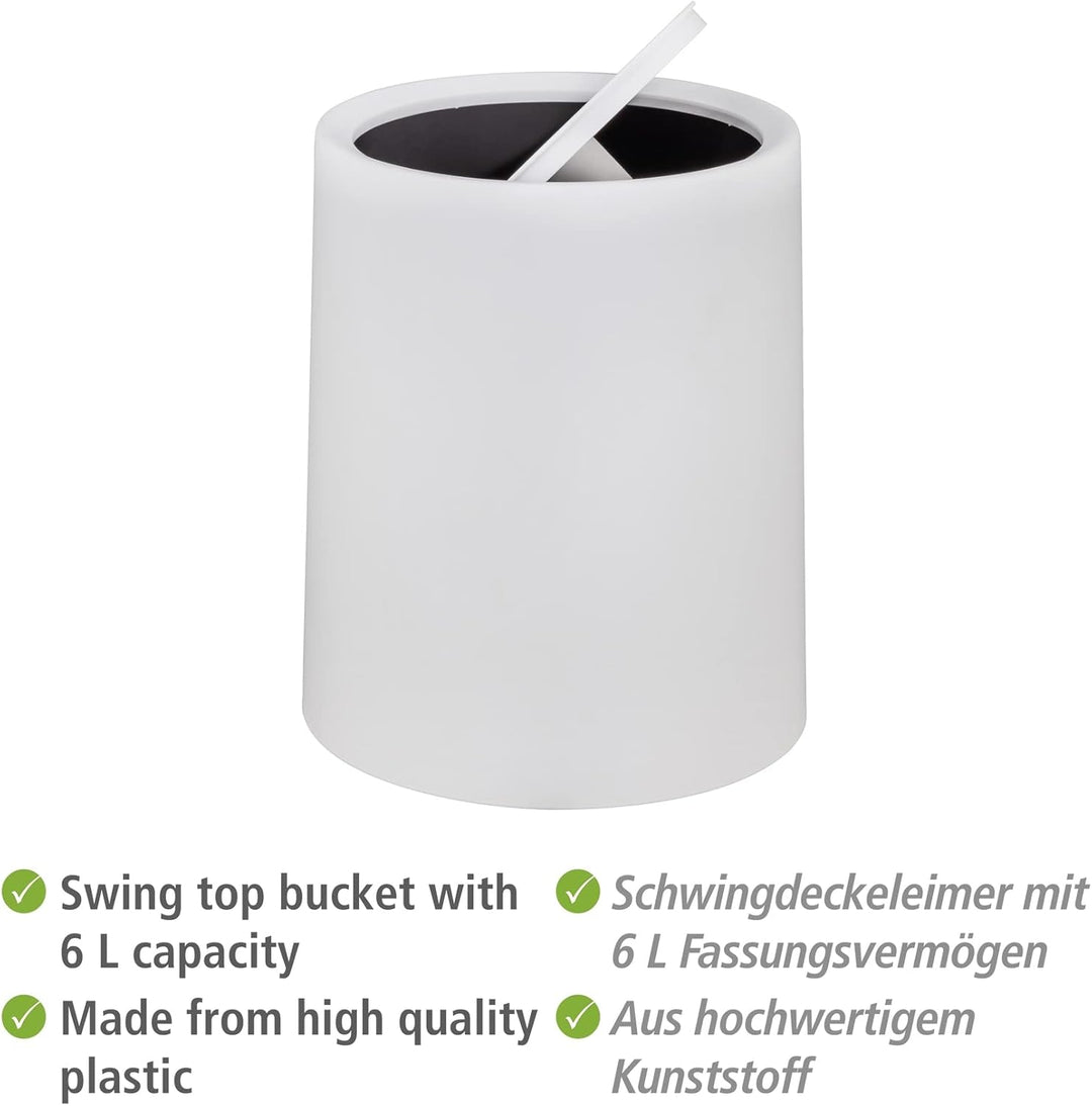 WENKO Schwingdeckeleimer Mod. Atri, 6 Liter Kosmetikeimer mit Deckel aus hochwertigem Kunststoff mit