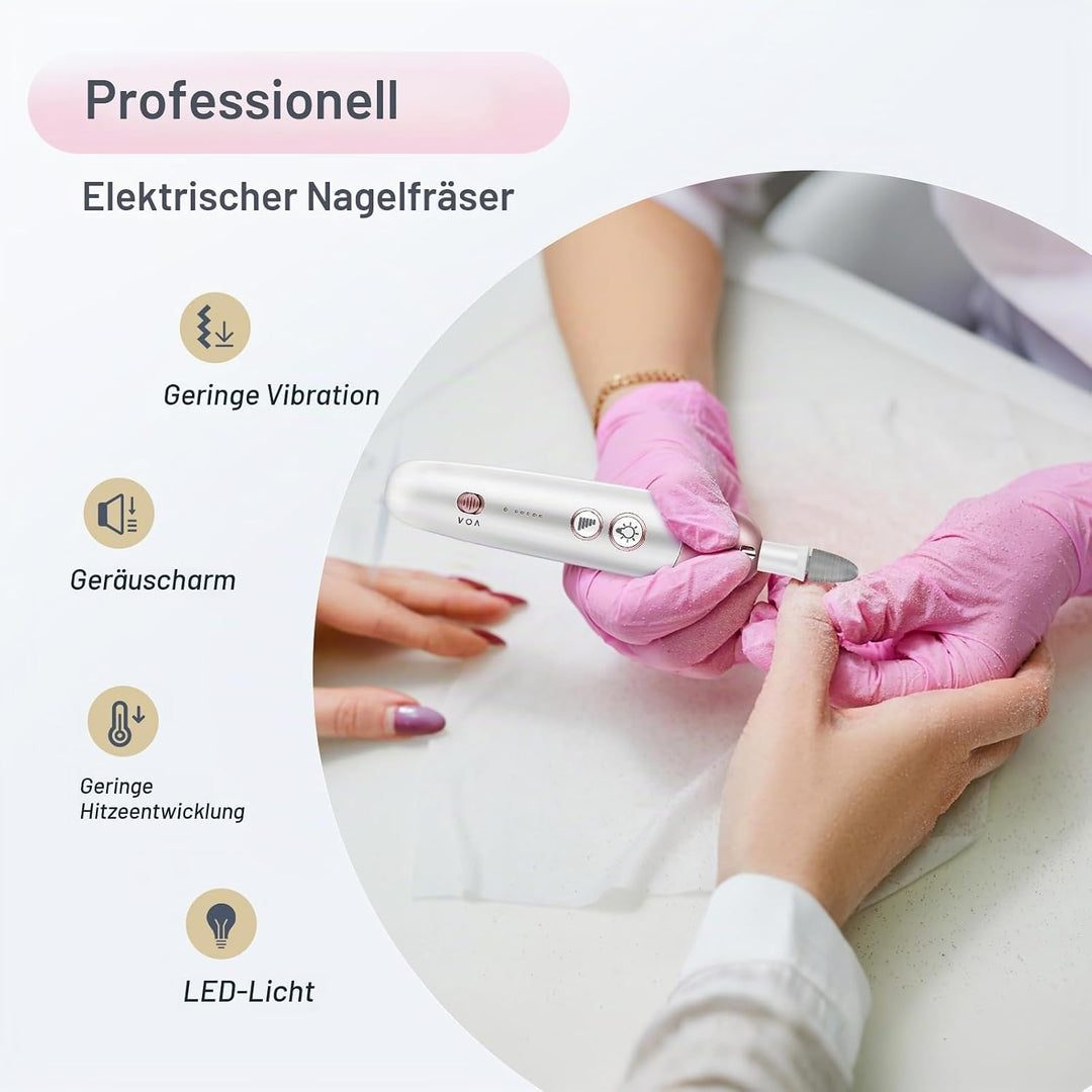 Maniküre Pediküre Set mit 9 Aufsätze,Tragbare Elektrische Nagelfeile 2000 mAh Wiederaufladbare Elekt