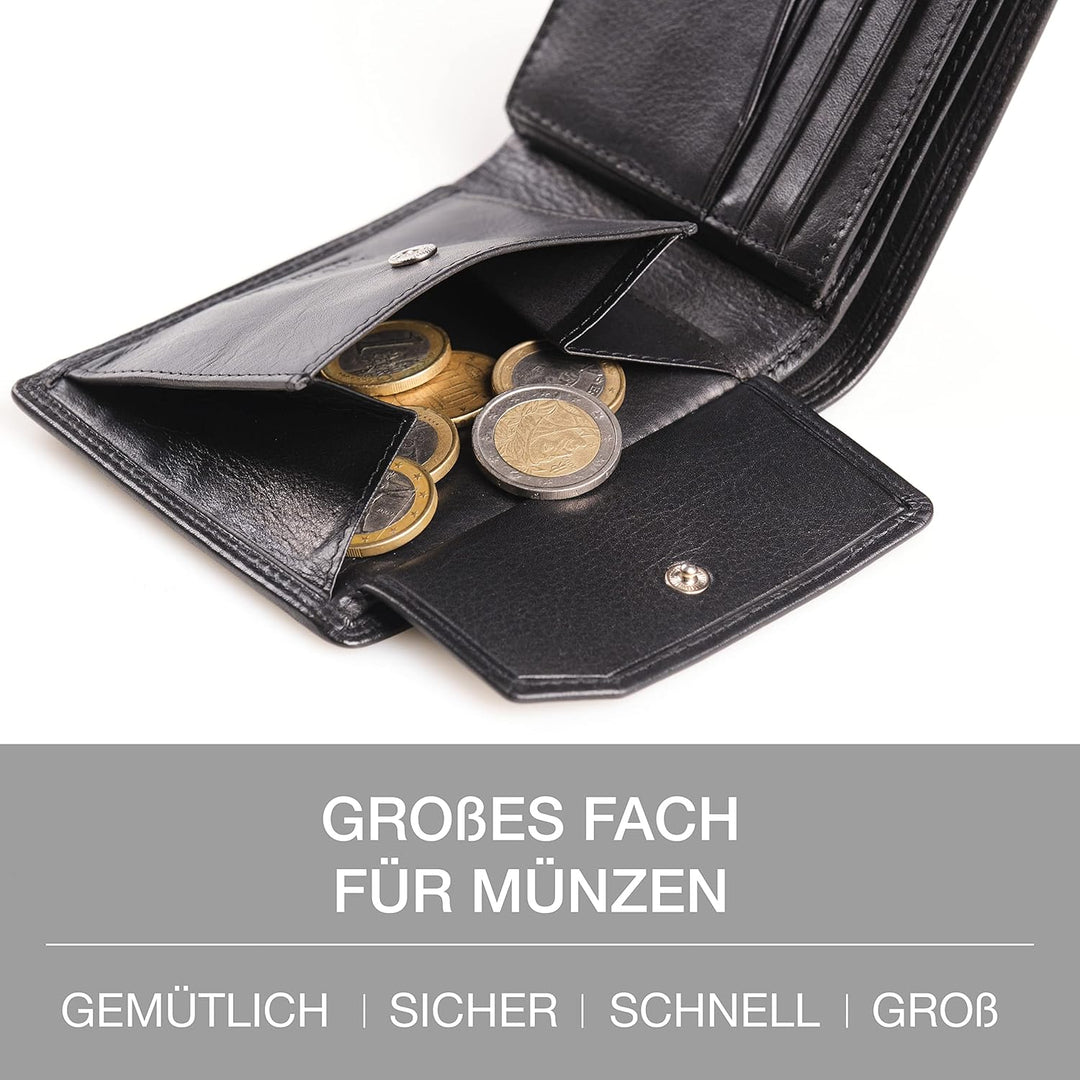 Lavalen® Geldbörse Herren Leder RFID - Portmonee Herren Gross - Portemonnaie Herren Leder Handgemach