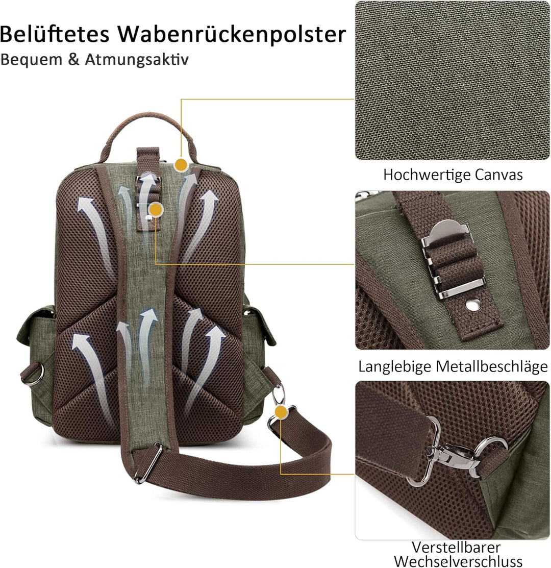 DORRISO Brusttasche Herren Mode Grosse Kapazität Schultertasche für 10,9 Zoll iPad mit Griff Mehrere